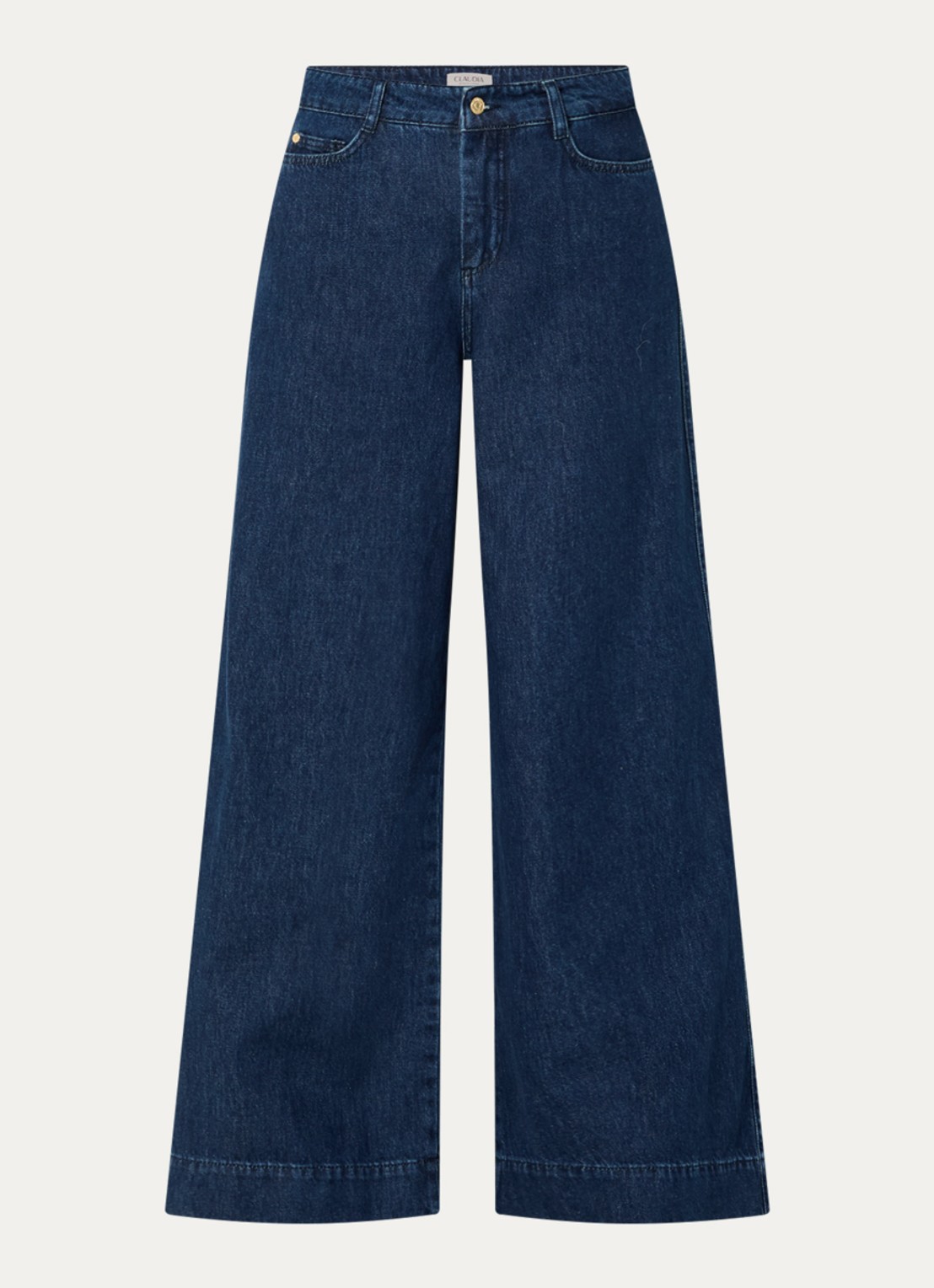 Claudia Sträter High waist wide leg jeans met donkere wassing - voorkant 4 donkerblauw