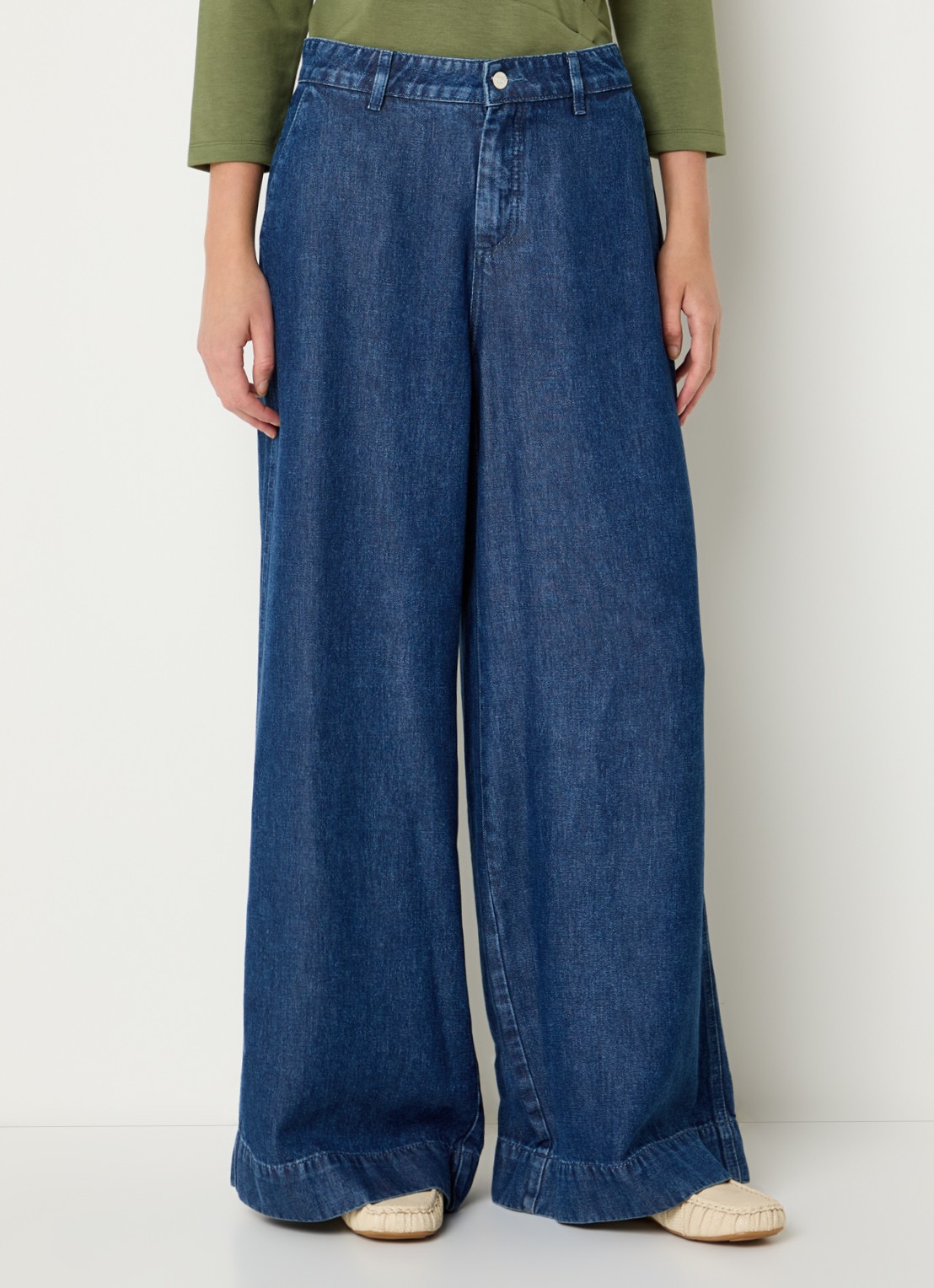 Claudia Sträter High waist wide leg jeans met medium wassing - detail 2 indigo