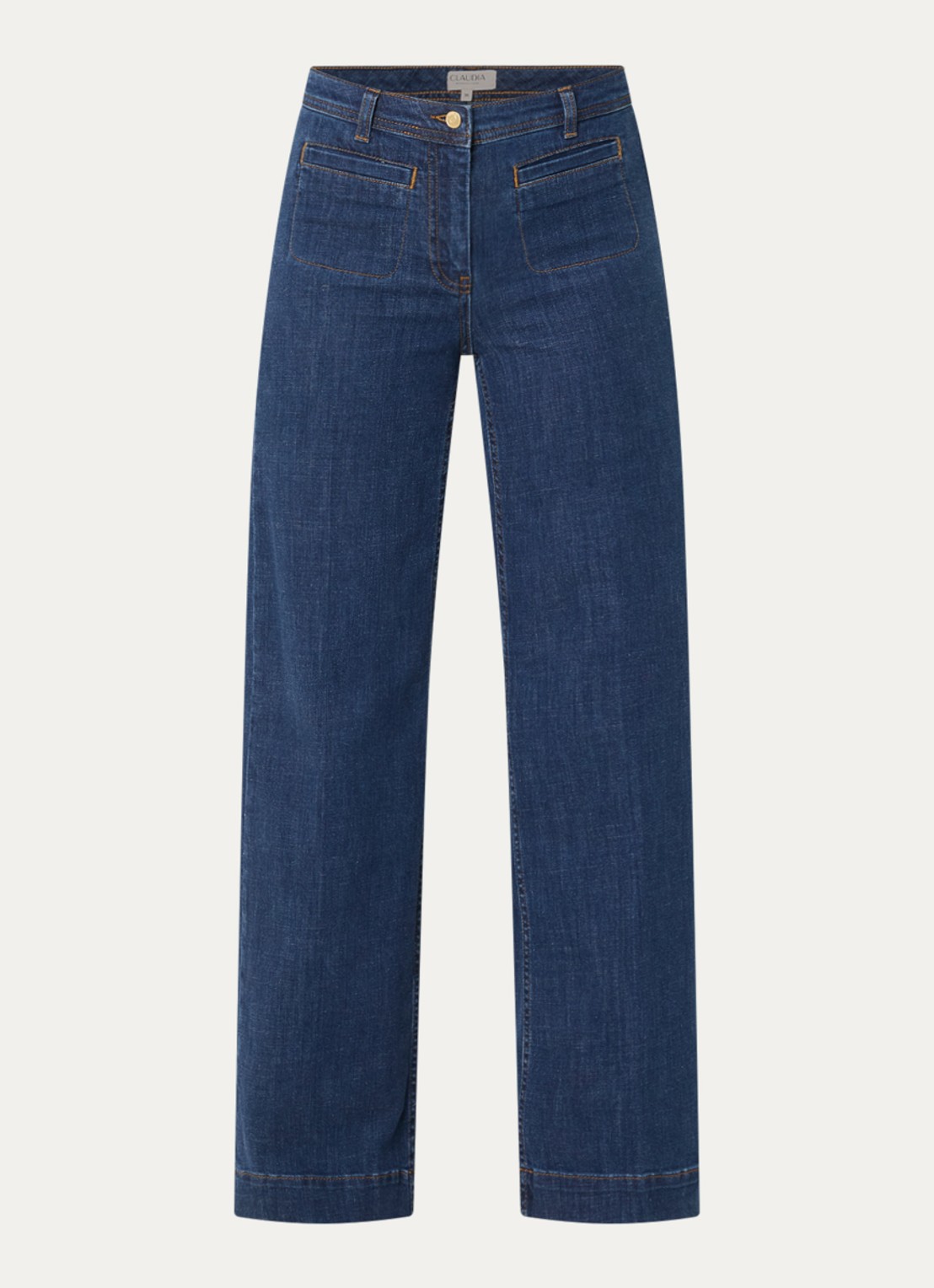 Claudia Sträter High waist wide leg jeans met opgestikte zakken - voorkant indigo
