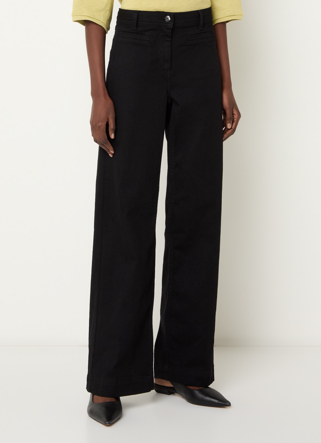 Claudia Sträter High waist wide leg jeans met opgestikte zakken - detail zwart