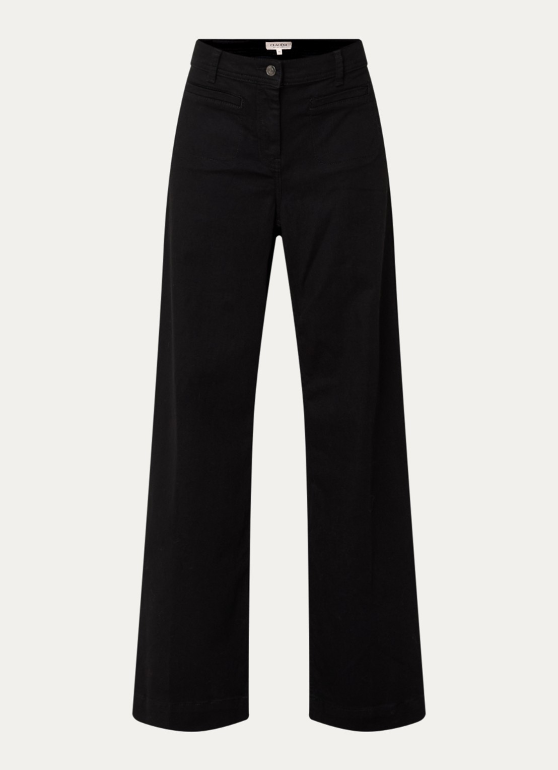 Claudia Sträter High waist wide leg jeans met opgestikte zakken - voorkant 3 zwart