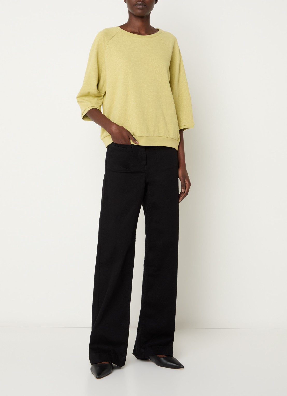 Claudia Sträter High waist wide leg jeans met opgestikte zakken - voorkant 4 zwart