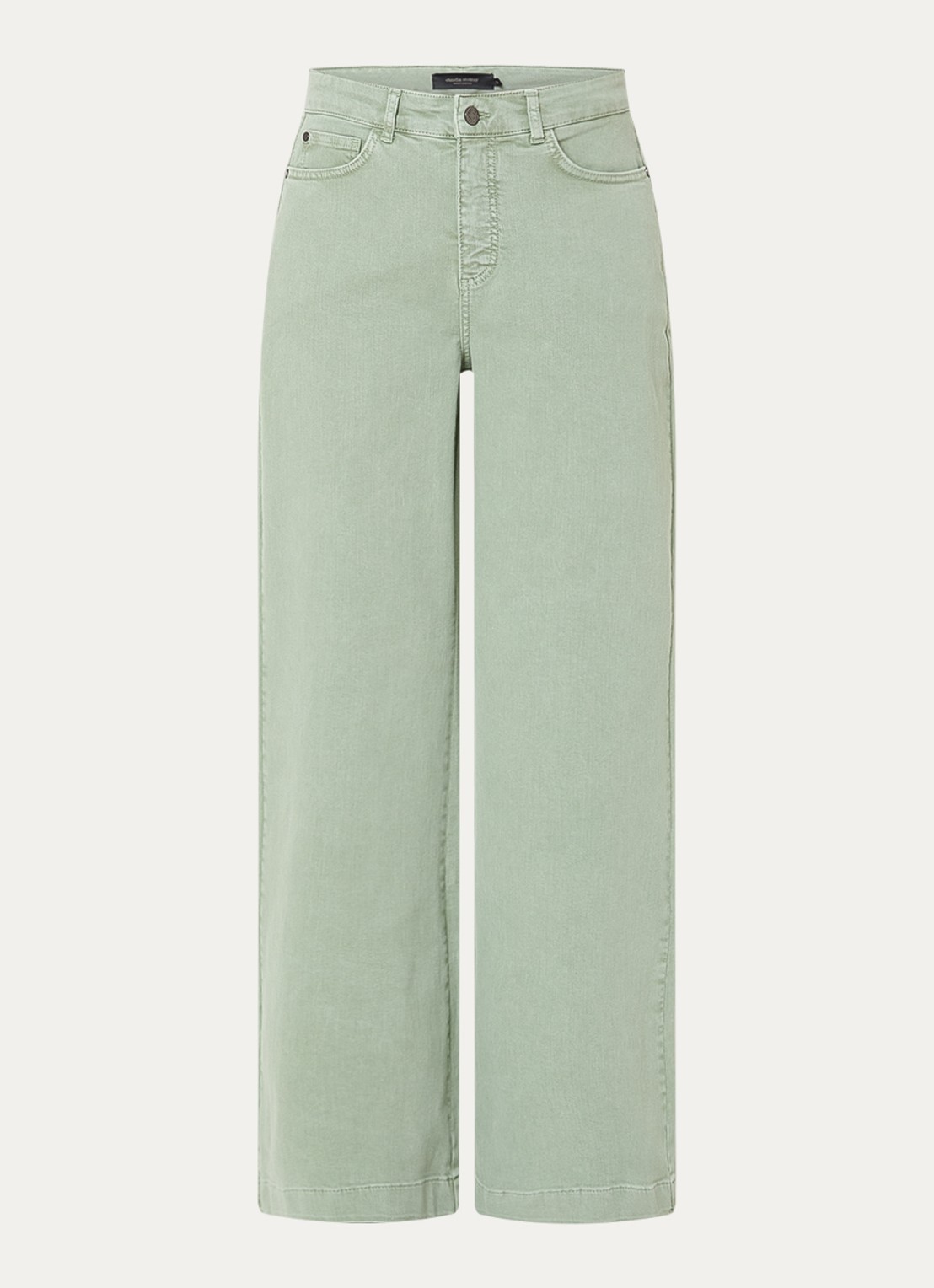 Claudia Sträter High waist wide leg jeans met steekzakken - voorkant 4 lindegroen