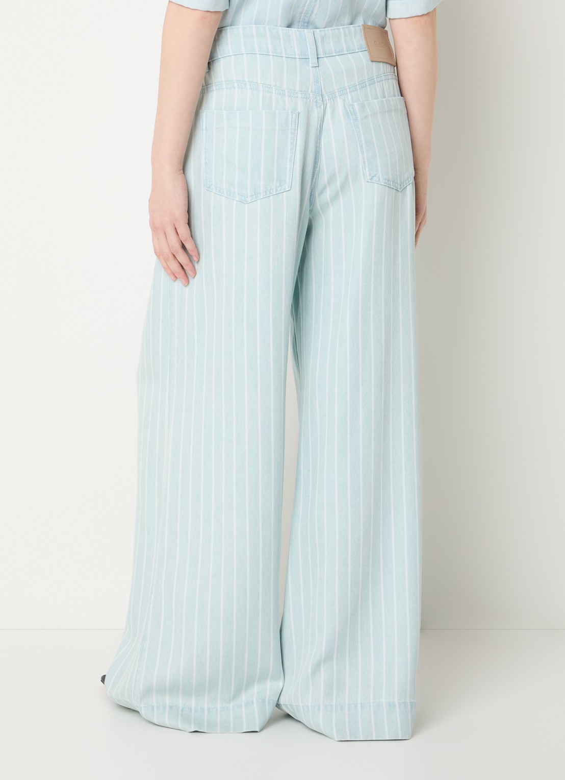 Claudia Sträter High waist wide leg jeans met streepprint - achterkant 5 indigo