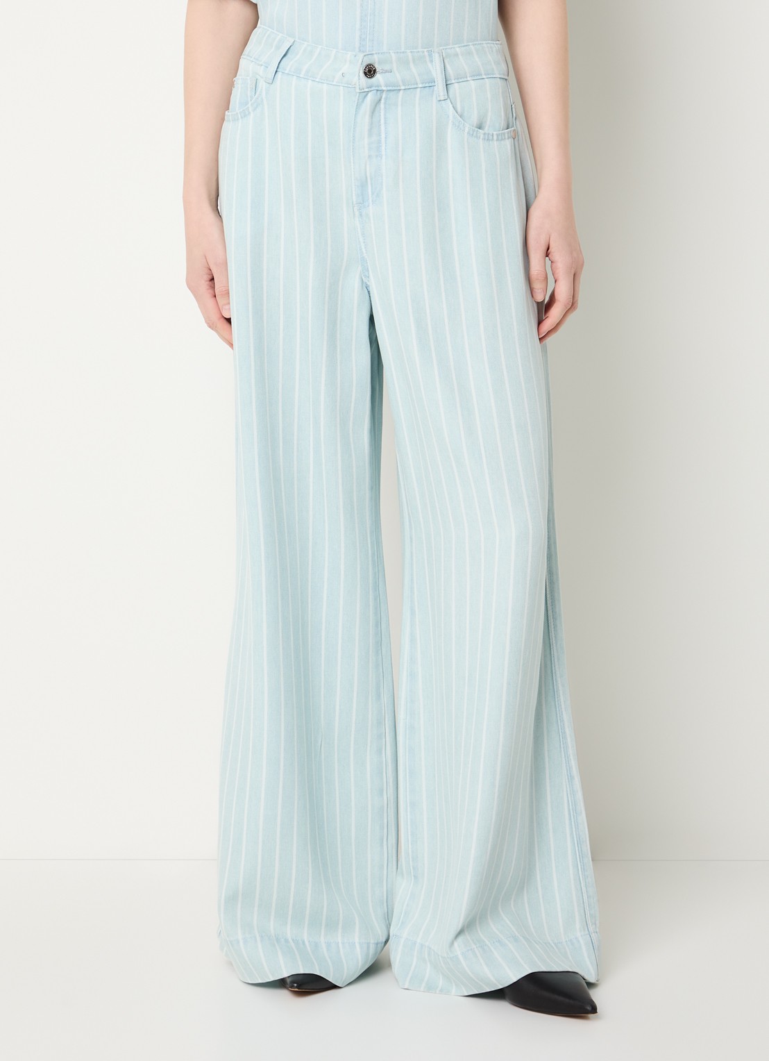 Claudia Sträter High waist wide leg jeans met streepprint - detail 3 indigo
