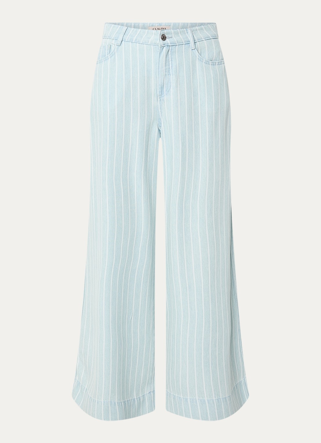 Claudia Sträter High waist wide leg jeans met streepprint - voorkant indigo
