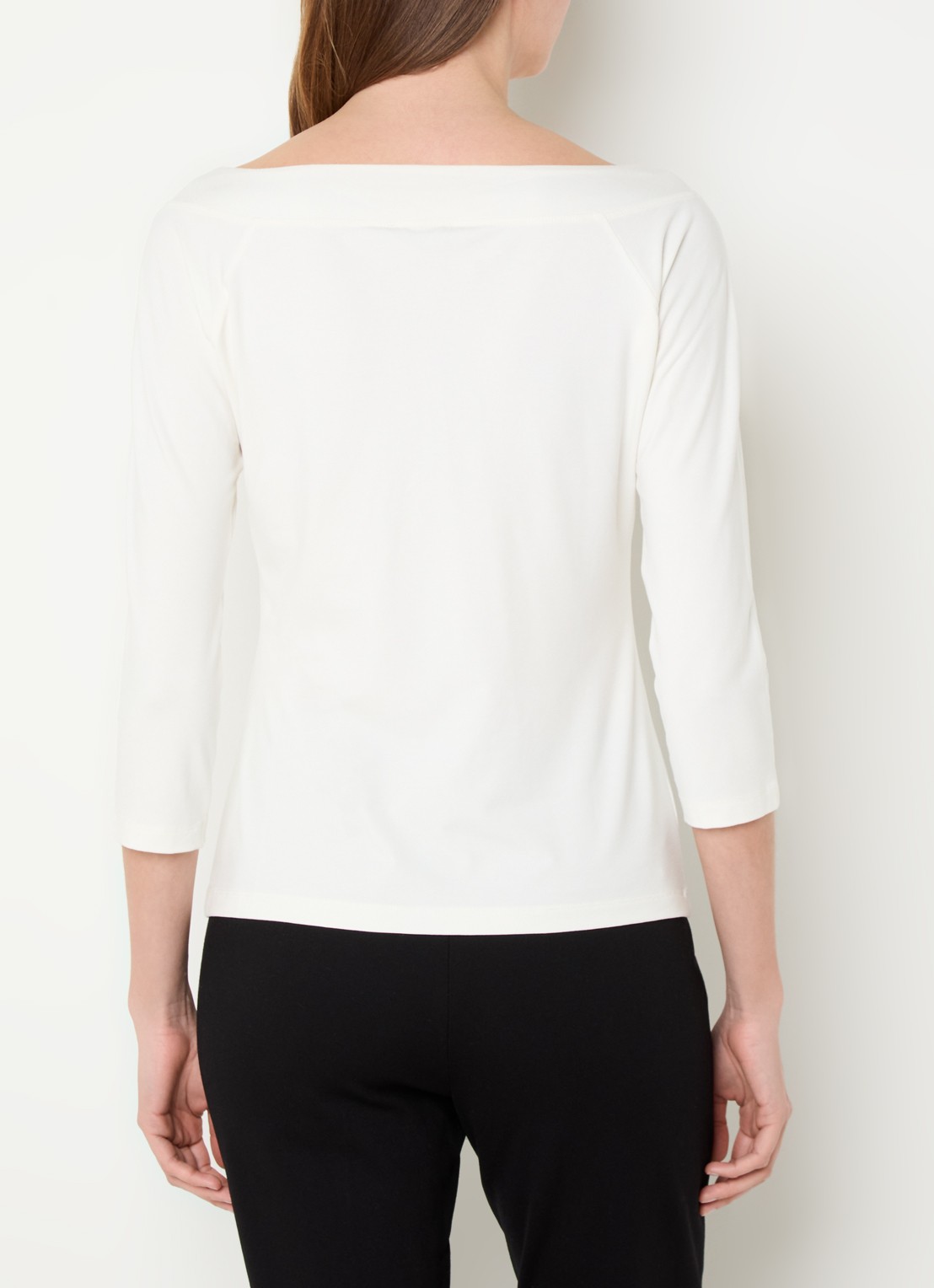 Claudia Sträter Longsleeve met boothals en driekwart mouw - achterkant 4 gebroken wit