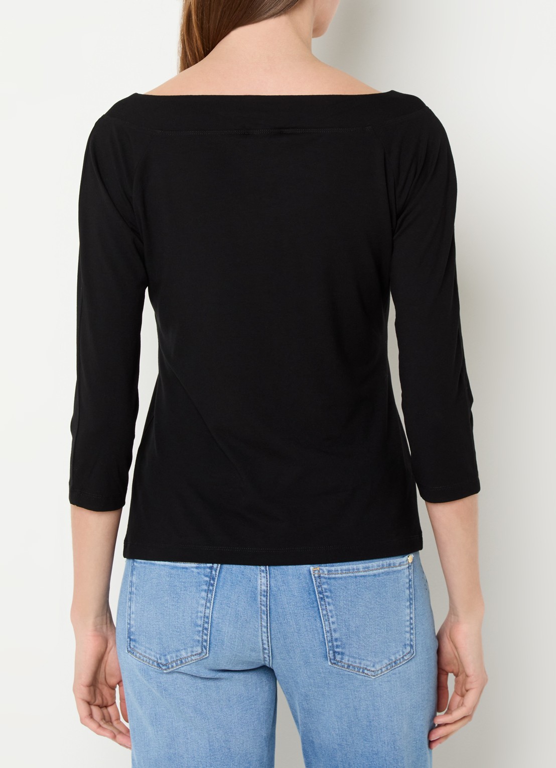 Claudia Sträter Longsleeve met boothals en driekwart mouw - achterkant 3 zwart