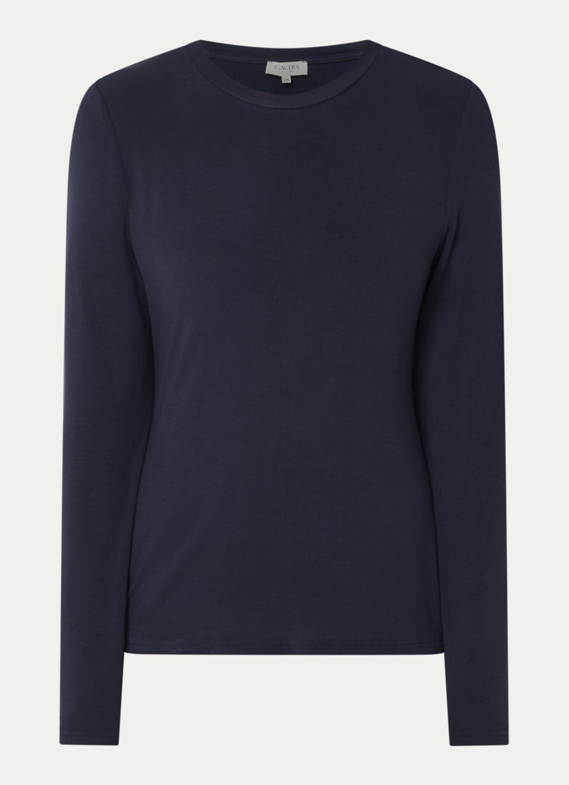 Claudia Sträter Longsleeve van jersey met ronde hals - voorkant 3 donkerblauw