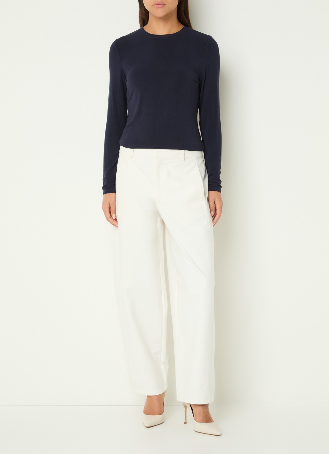 Claudia Sträter Longsleeve van jersey met ronde hals - voorkant 4 donkerblauw