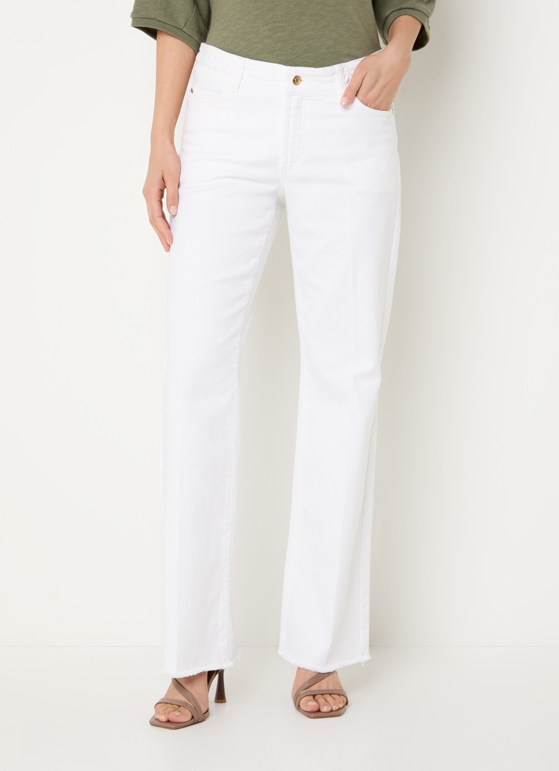Claudia Sträter Low waist straight leg jeans met gekleurde wassing - detail wit