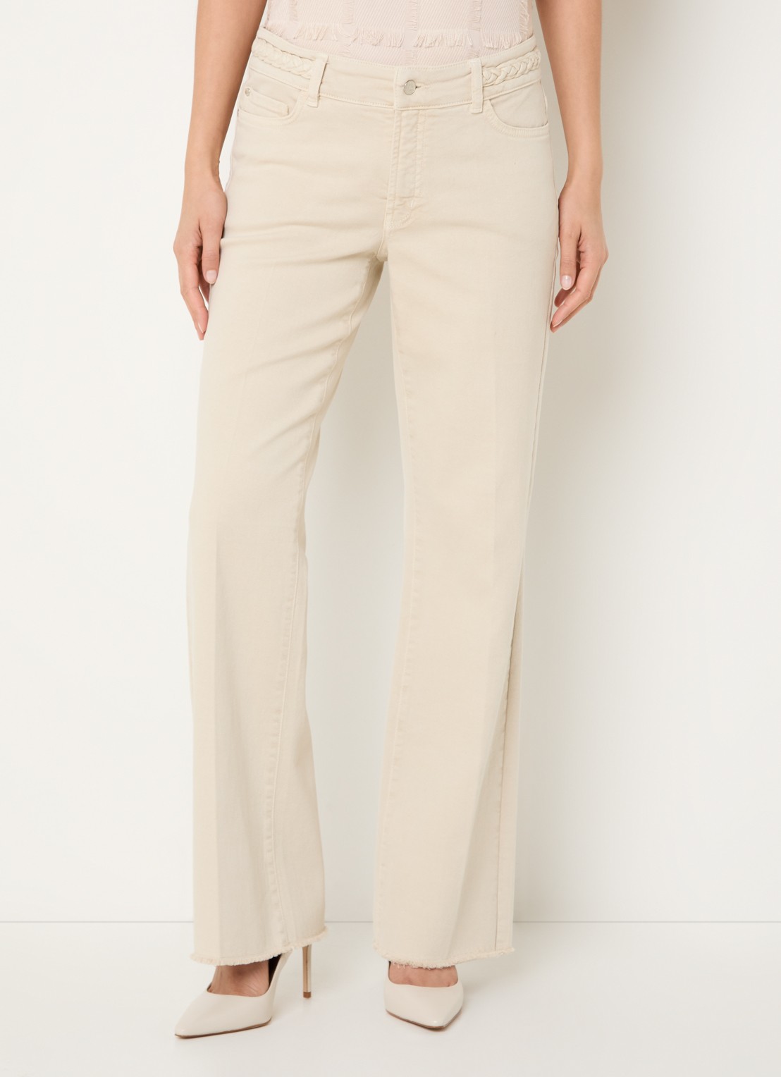 Claudia Sträter Low waist straight leg jeans met gekleurde wassing - detail 2 beige