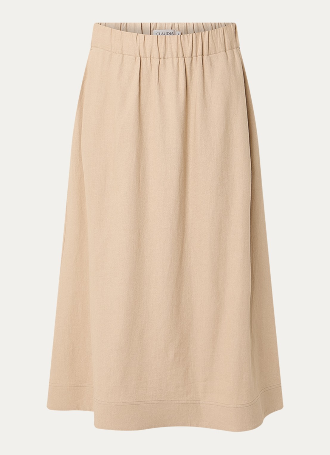 Claudia Sträter Maxi A-lijn rok in linnenblend met steekzakken - voorkant 2 donkerbeige