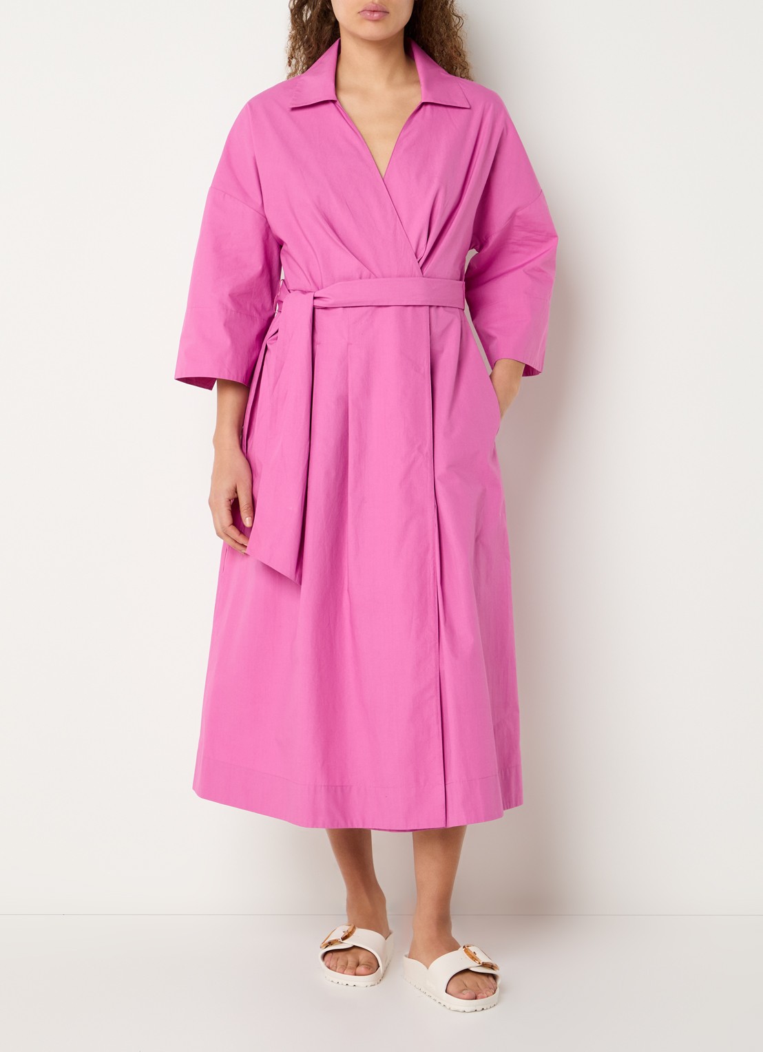 Claudia Sträter Maxi blousejurk met strikceintuur  - detail 4 roze