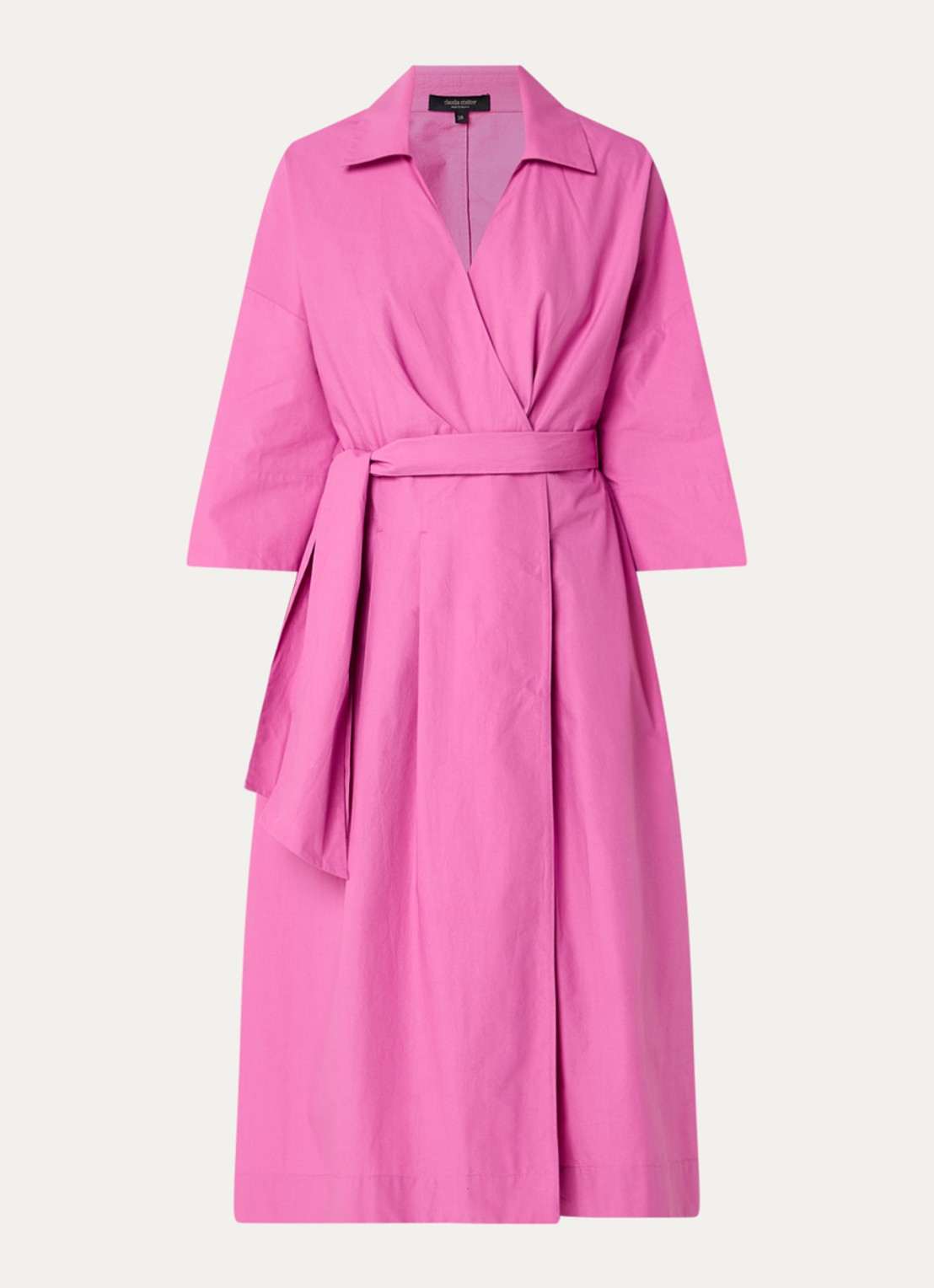 Claudia Sträter Maxi blousejurk met strikceintuur  - voorkant roze