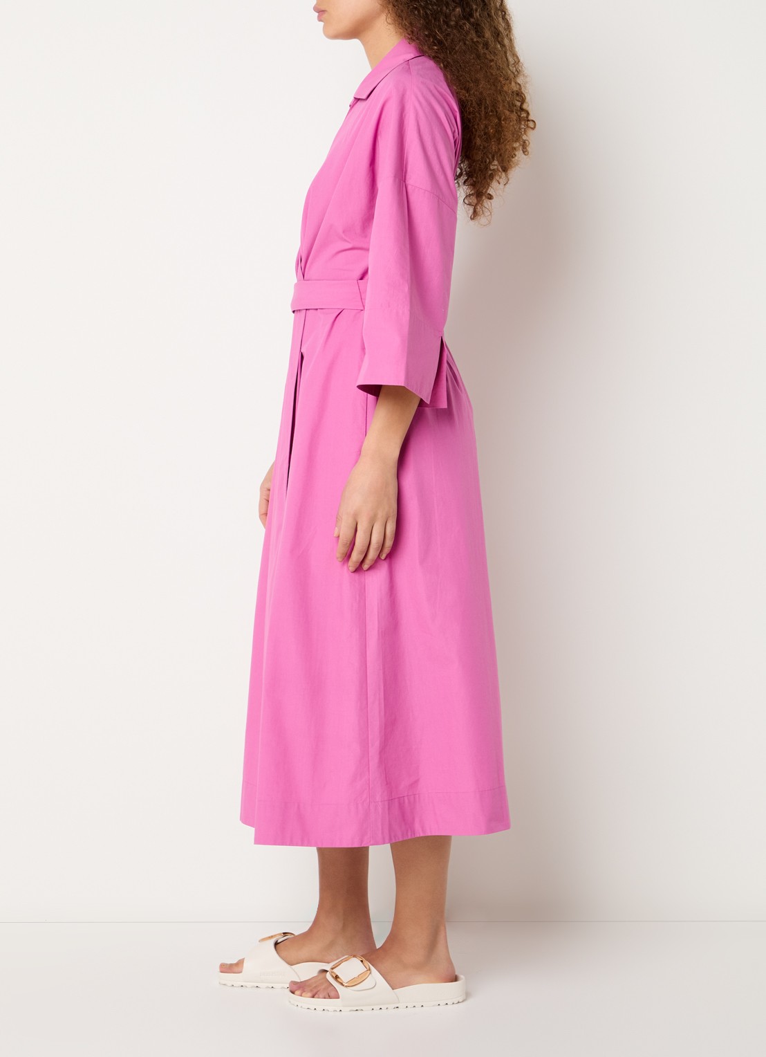 Claudia Sträter Maxi blousejurk met strikceintuur  - voorkant 2 roze
