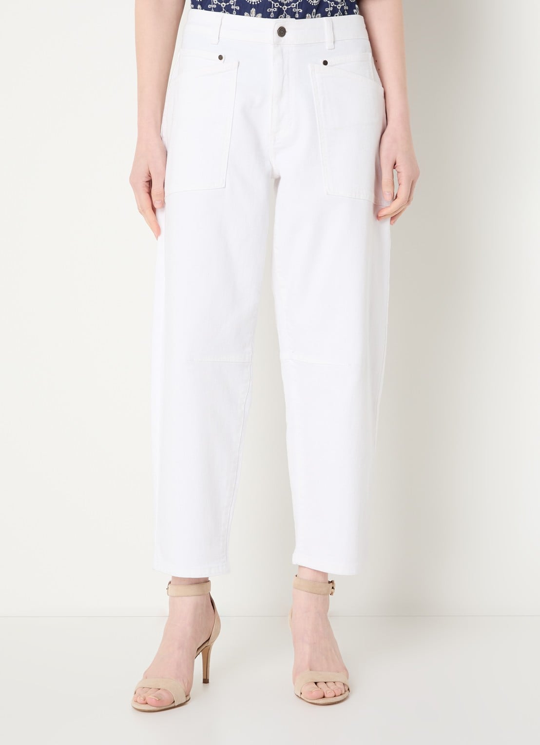 Claudia Sträter Mid waist balloon fit jeans met opgestikte zakken - detail 4 wit