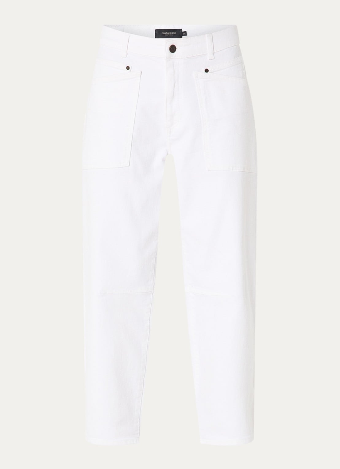 Claudia Sträter Mid waist balloon fit jeans met opgestikte zakken - voorkant 2 wit
