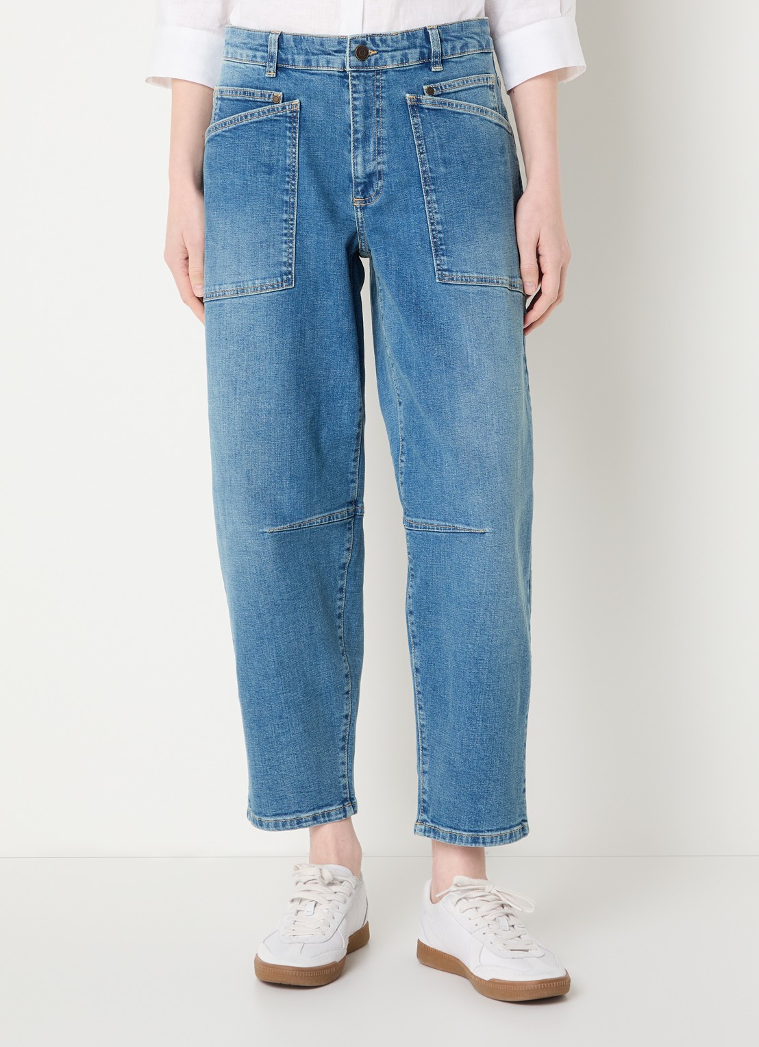 Claudia Sträter Mid waist balloon fit jeans met opgestikte zakken - detail 3 indigo