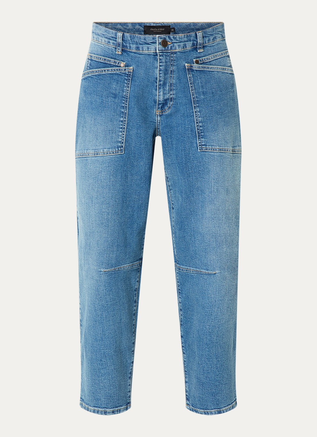 Claudia Sträter Mid waist balloon fit jeans met opgestikte zakken - voorkant indigo