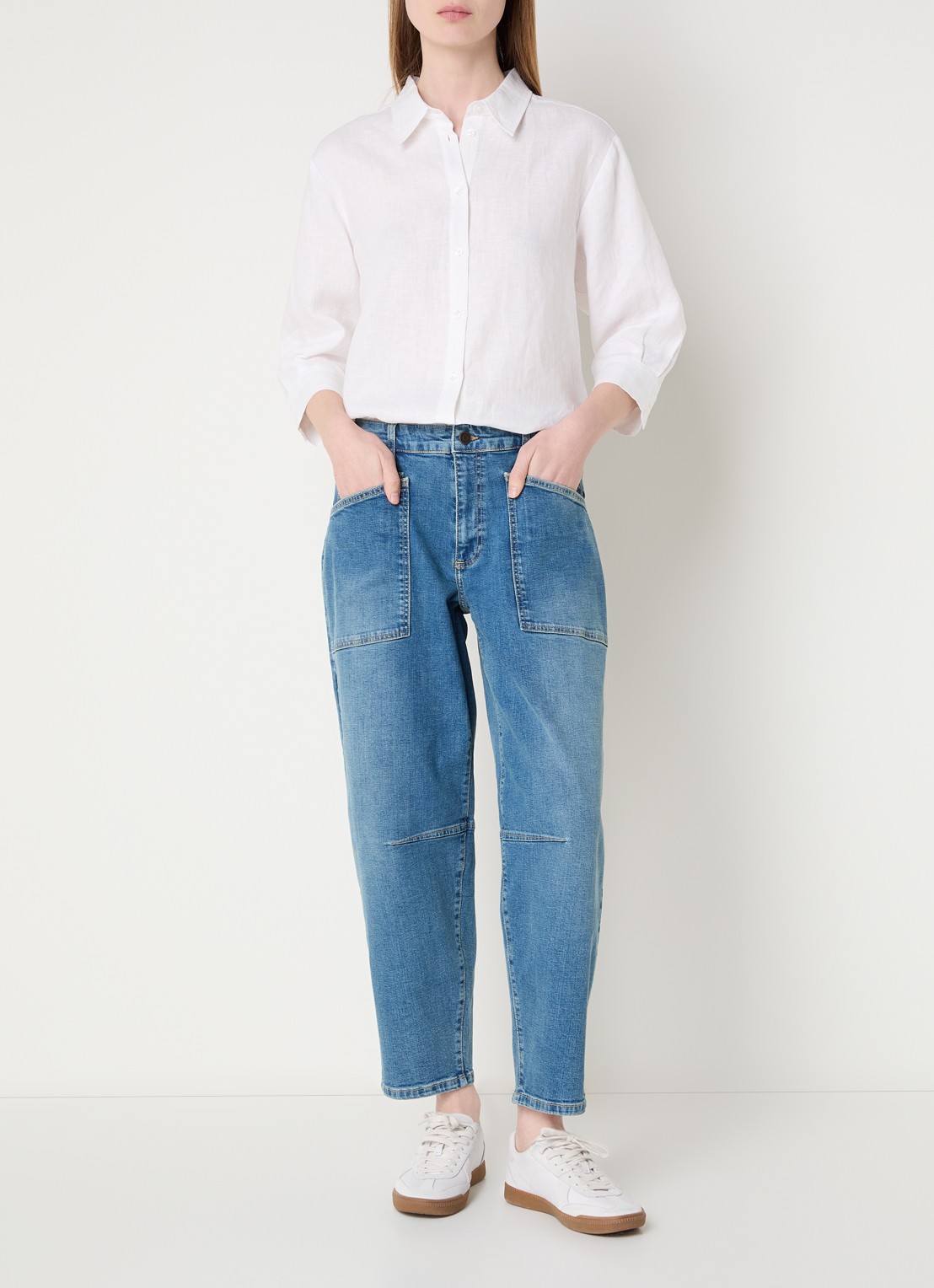 Claudia Sträter Mid waist balloon fit jeans met opgestikte zakken - voorkant 2 indigo