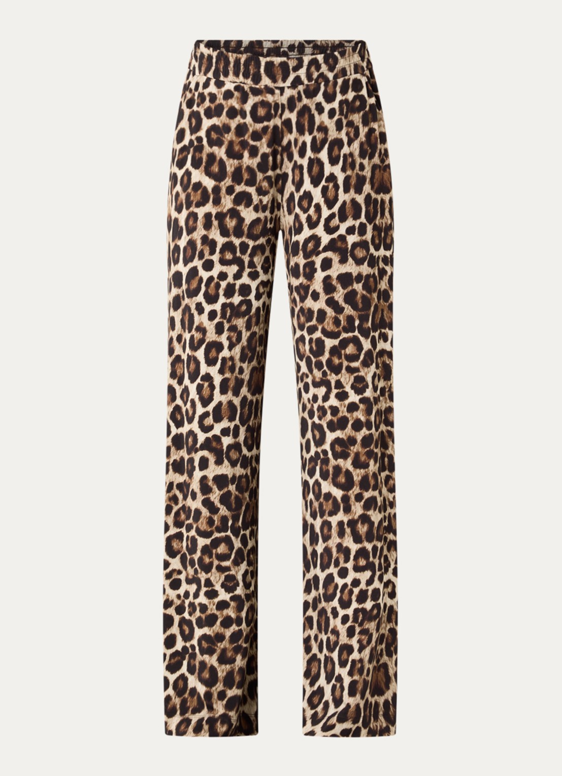 Claudia Sträter Mid waist loose fit broek met steekzakken en panterprint - voorkant 3 camel