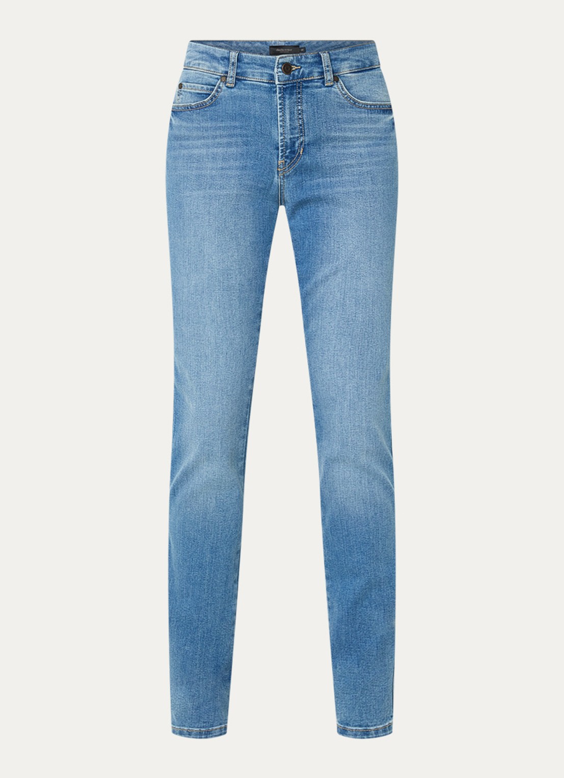 Claudia Sträter Mid waist slim fit jeans met medium wassing - voorkant 2 indigo