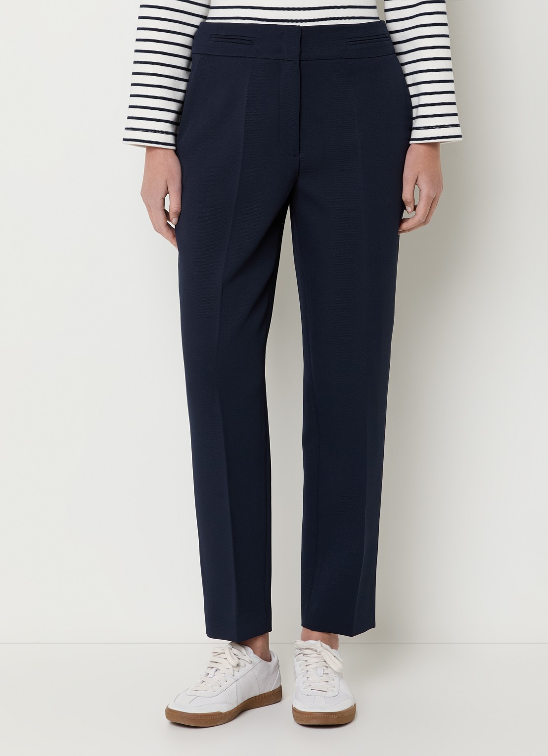Claudia Sträter Mid waist straight fit pantalon met steekzakken - detail 2 donkerblauw