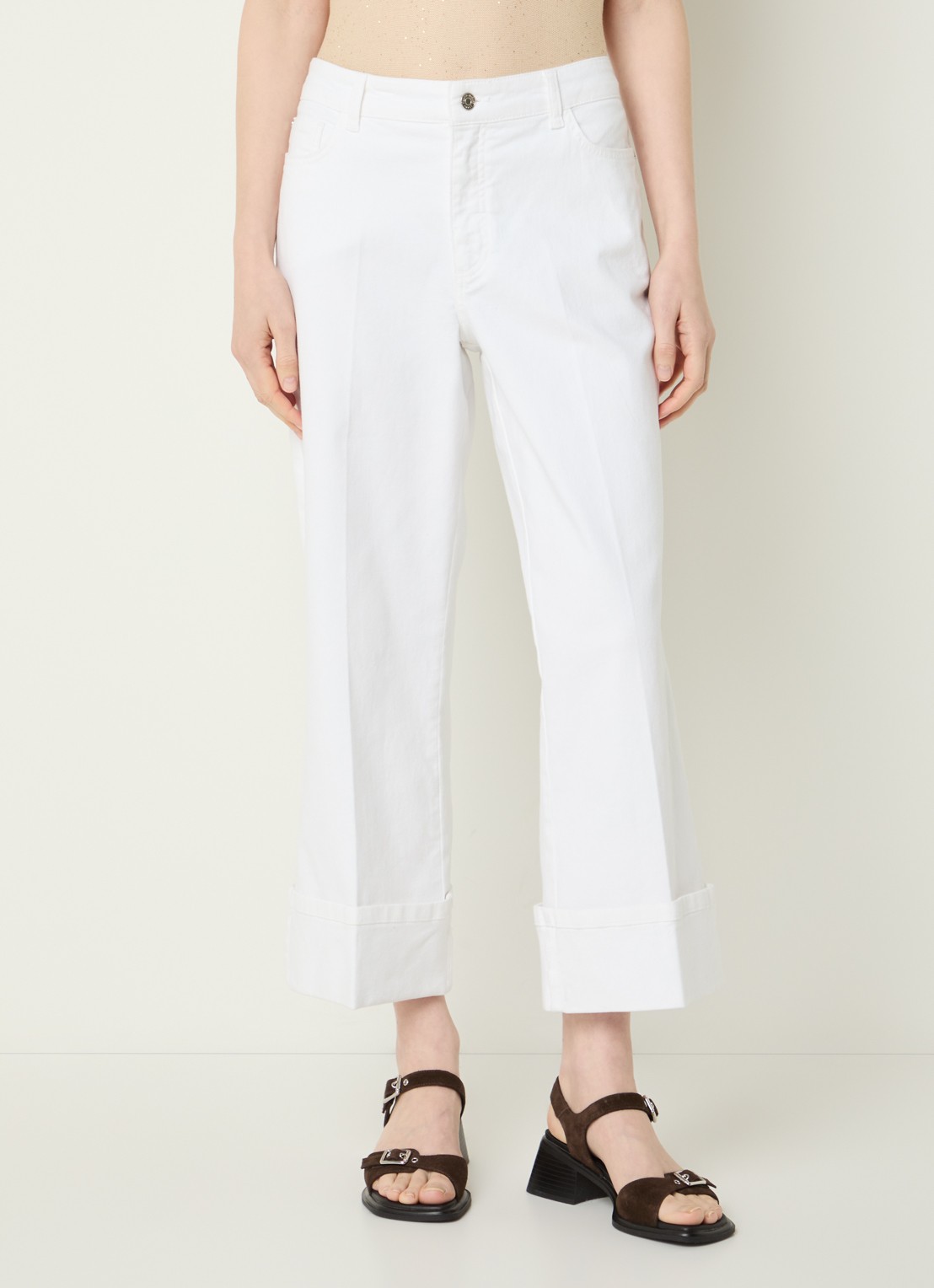 Claudia Sträter Mid waist straight leg cropped jeans met gekleurde wassing - detail 3 wit