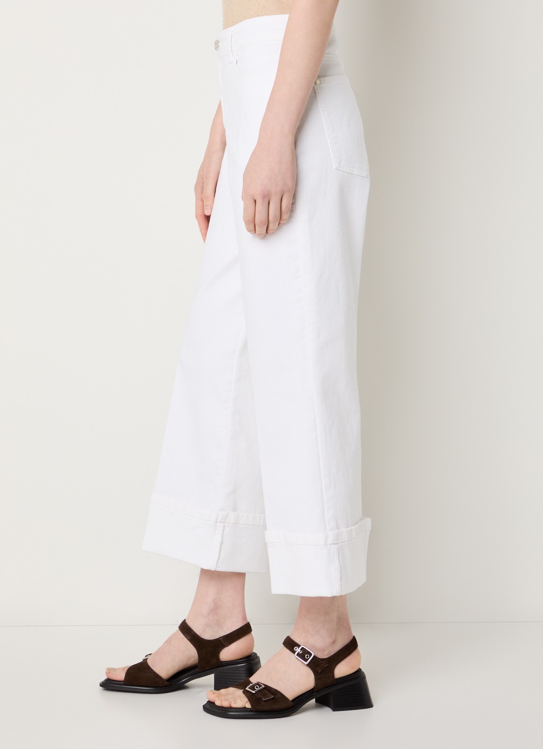 Claudia Sträter Mid waist straight leg cropped jeans met gekleurde wassing - detail 4 wit