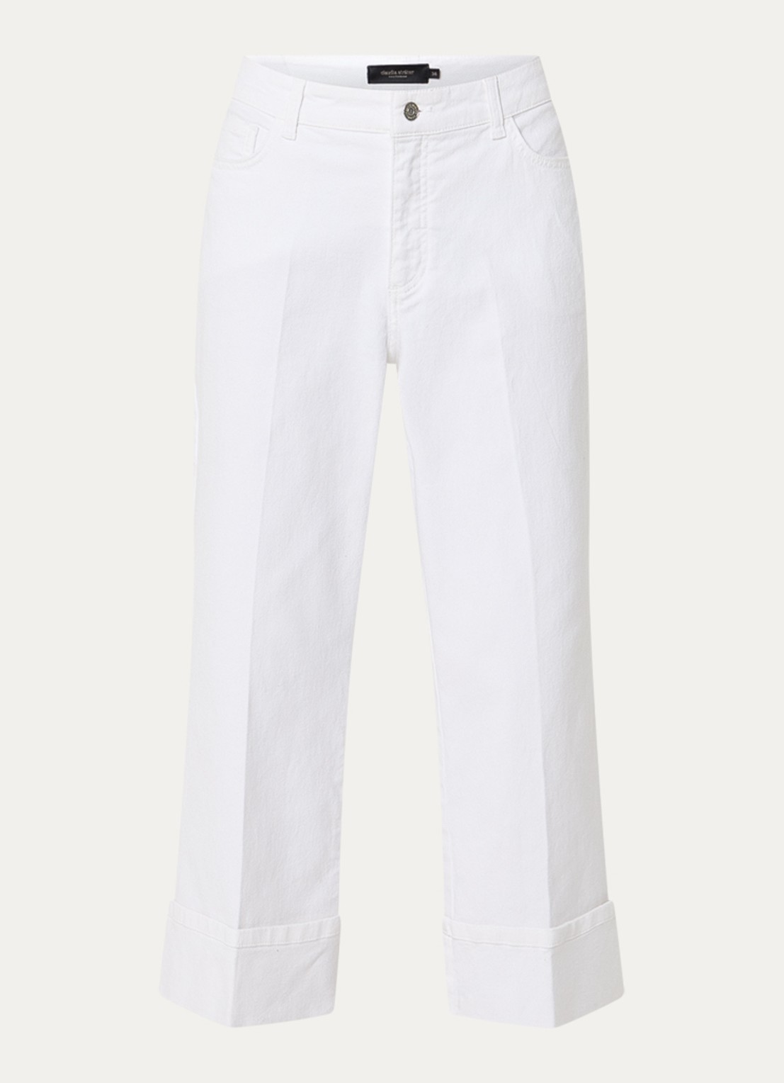 Claudia Sträter Mid waist straight leg cropped jeans met gekleurde wassing - voorkant wit