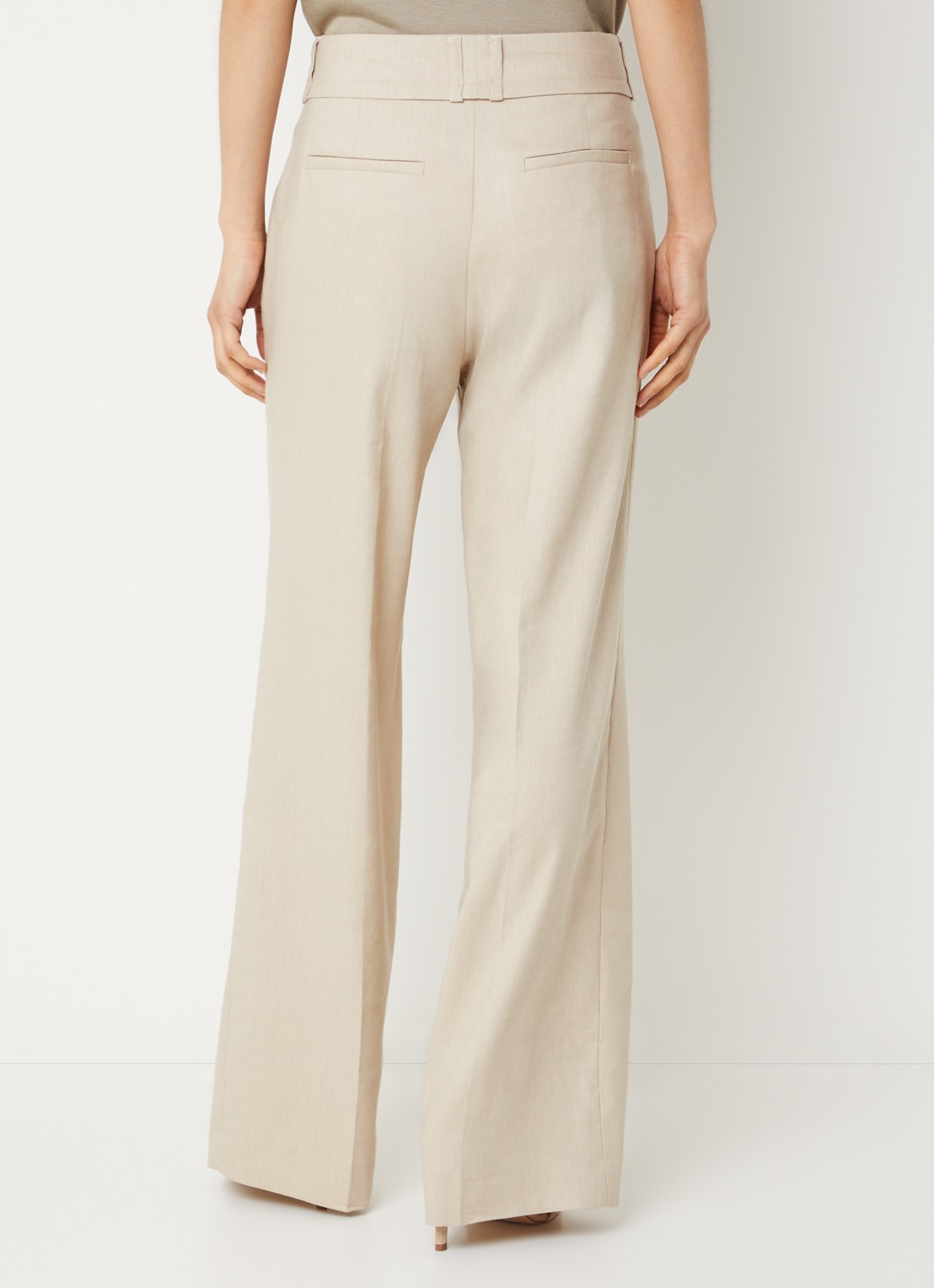 Claudia Sträter Mid waist straight leg pantalon met steekzakken - achterkant beige