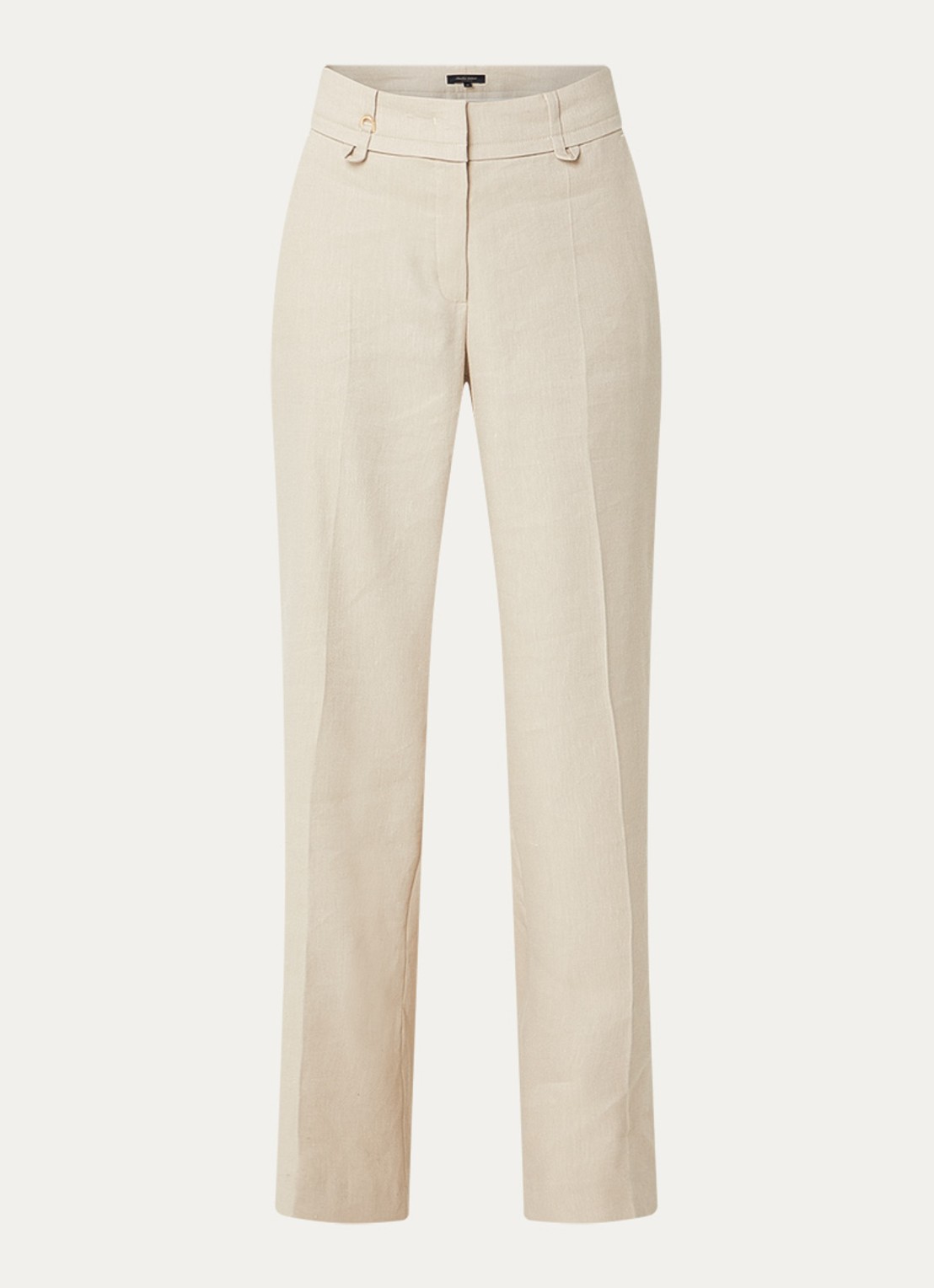 Claudia Sträter Mid waist straight leg pantalon met steekzakken - voorkant 2 beige