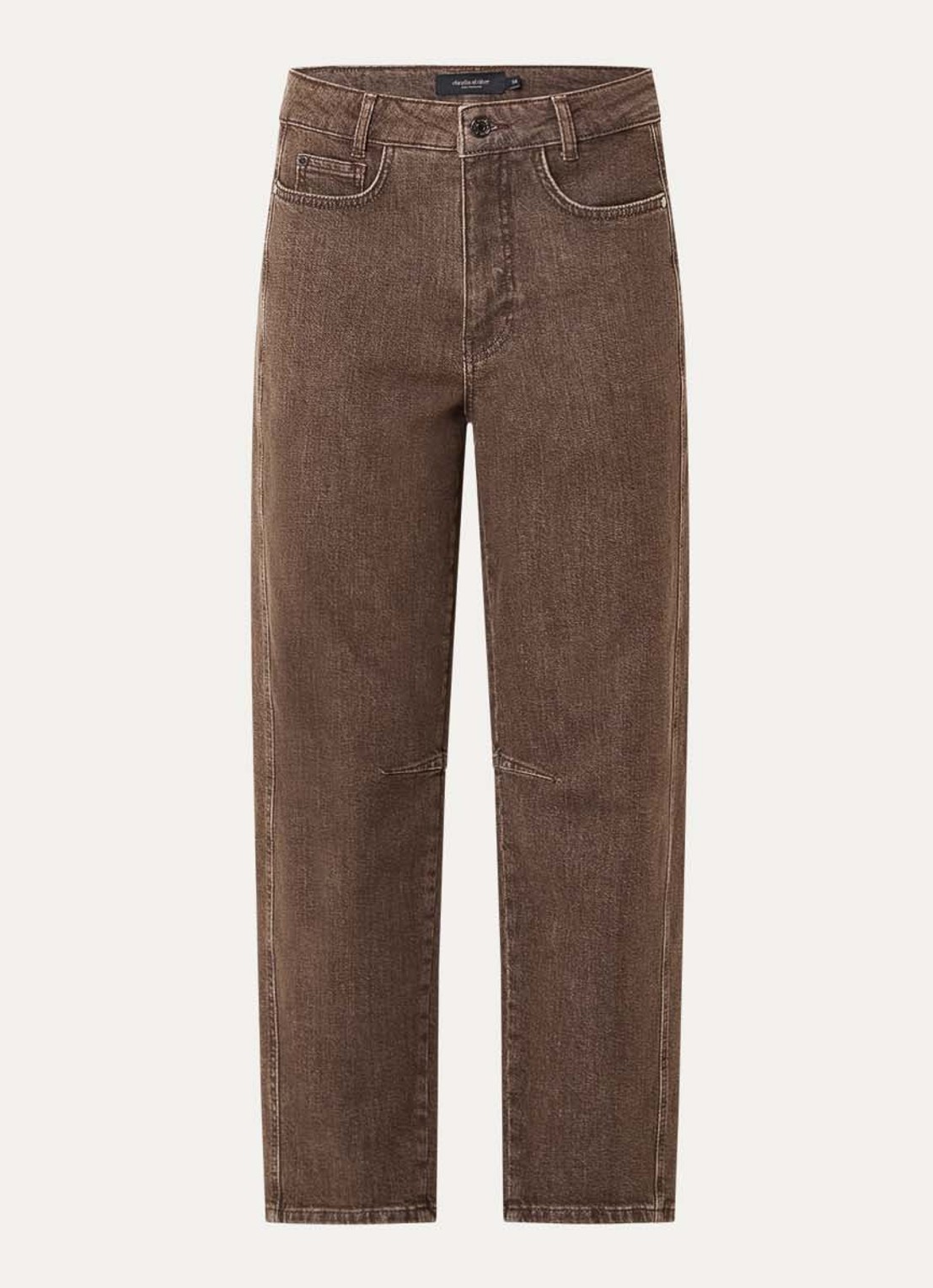 Claudia Sträter Mid waist tapered fit jeans met gekleurde wassing - voorkant bruin