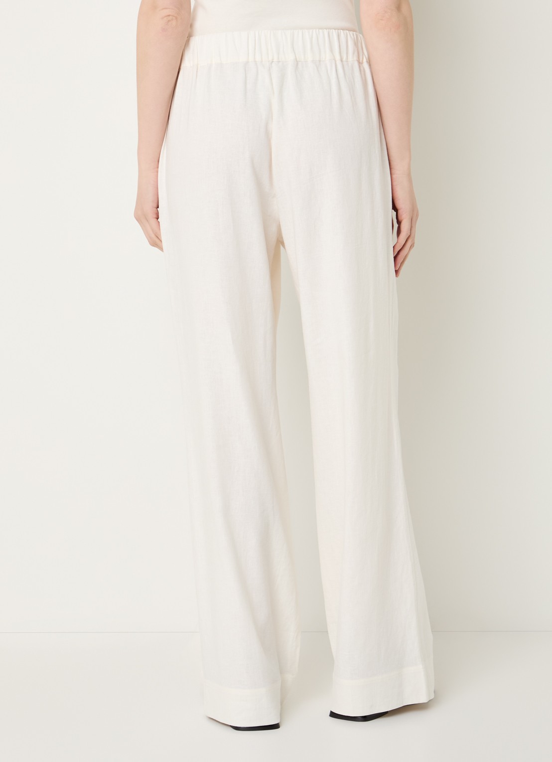 Claudia Sträter Mid waist wide fit broek met steekzakken - achterkant gebroken wit