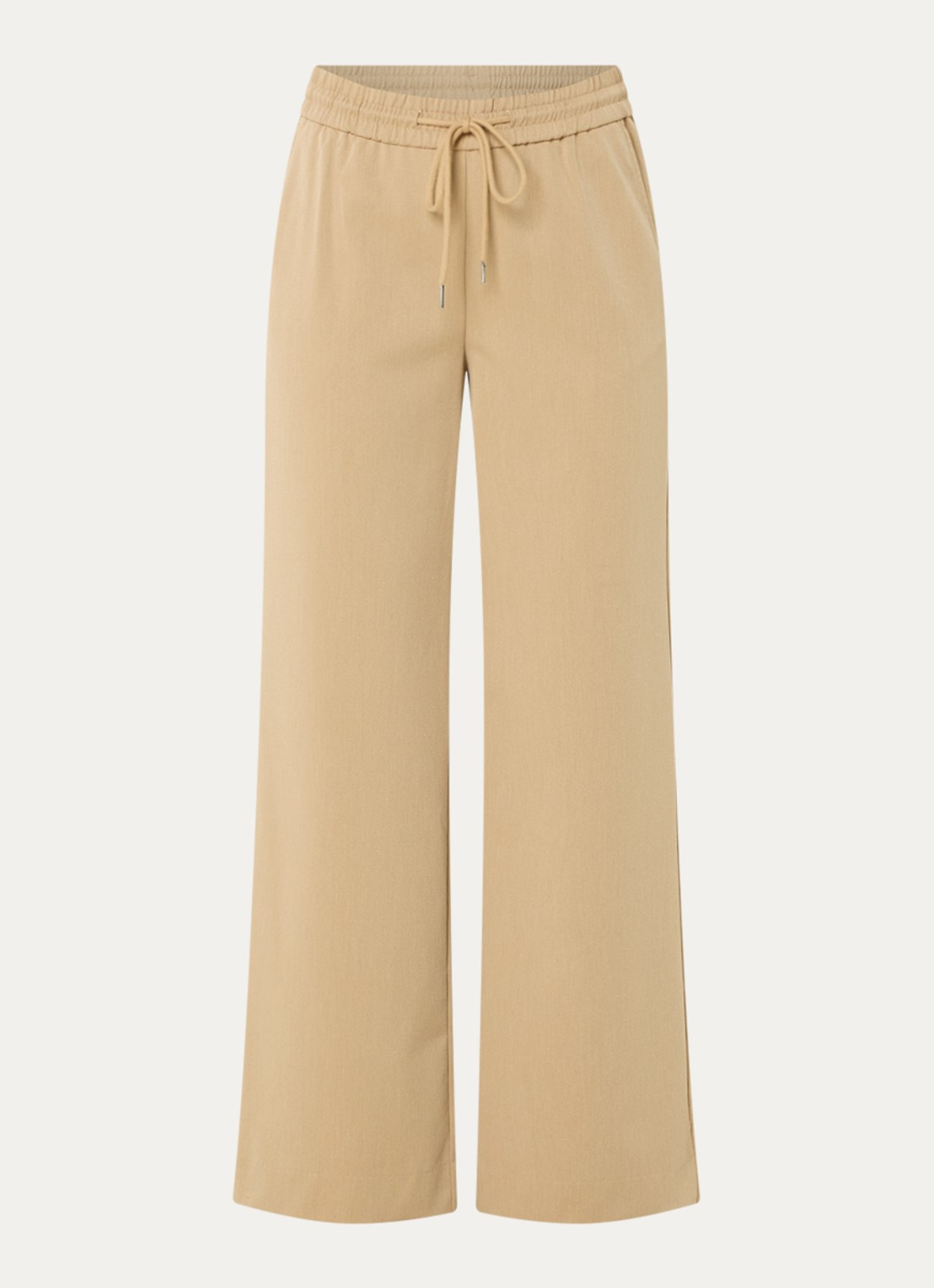 Claudia Sträter Mid waist wide fit chino met steekzakken - voorkant 2 camel