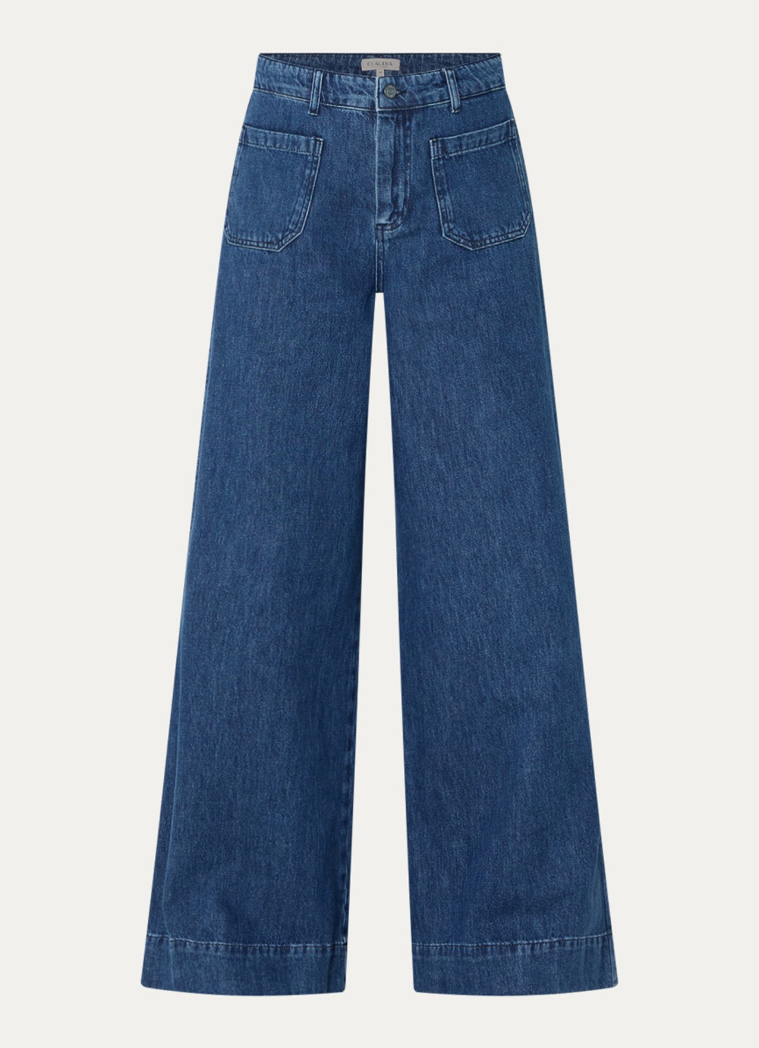 Claudia Sträter Mid waist wide fit jeans met medium wassing - voorkant 3 indigo