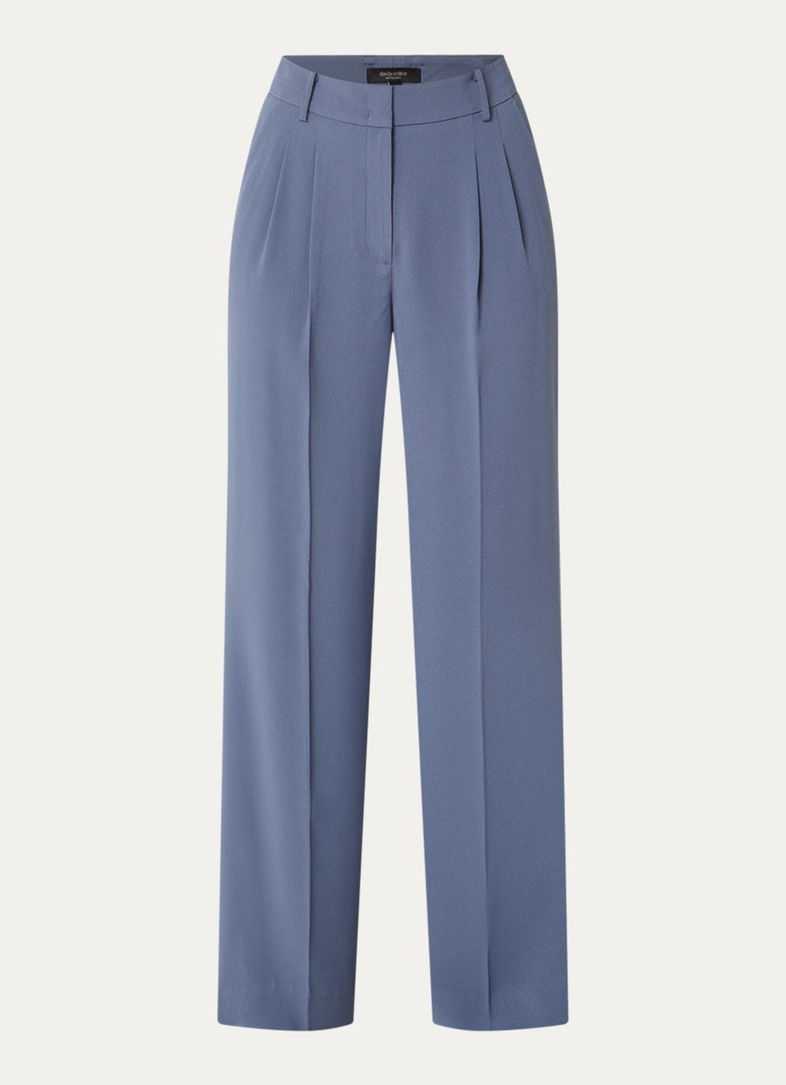 Claudia Sträter Mid waist wide fit pantalon met steekzakken - voorkant 2 staalblauw