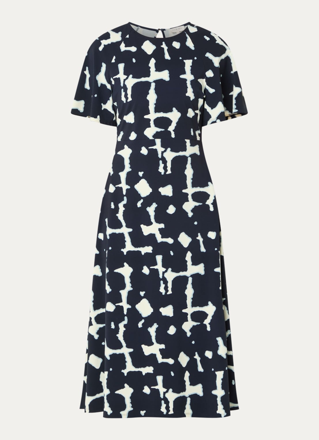 Claudia Sträter Midi jurk met print - voorkant donkerblauw