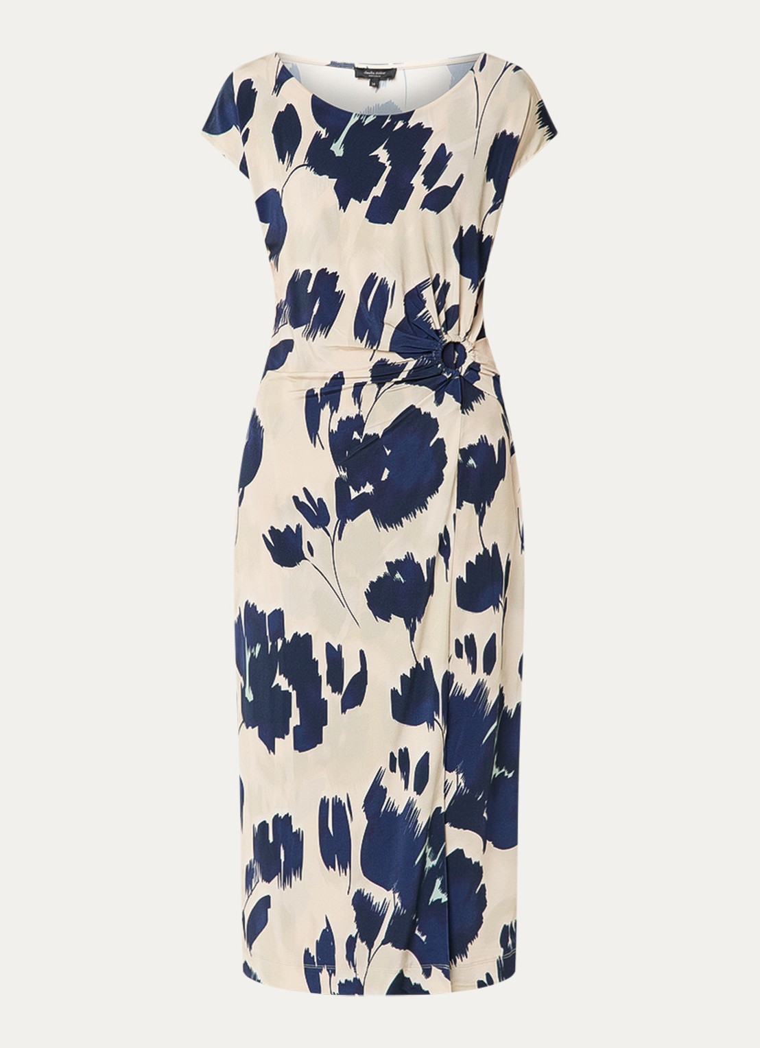 Claudia Sträter Midi jurk van jersey met bloemenprint - voorkant 2 donkerblauw