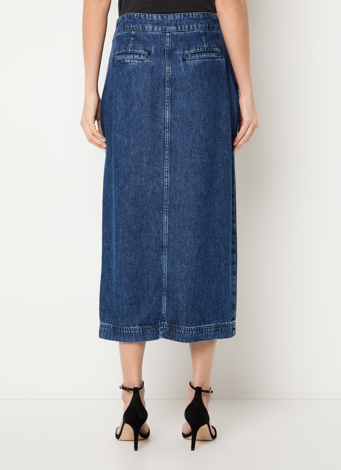 Claudia Sträter Midi spijkerrok met split - achterkant indigo
