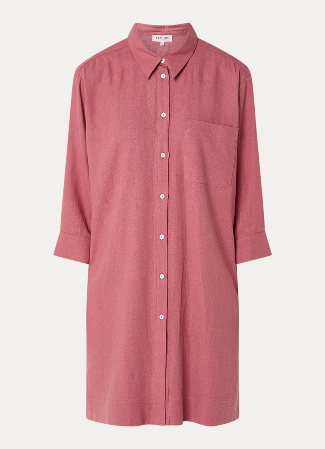 Claudia Sträter Mini blousejurk in linnenblend met borstzak - voorkant 2 oudroze