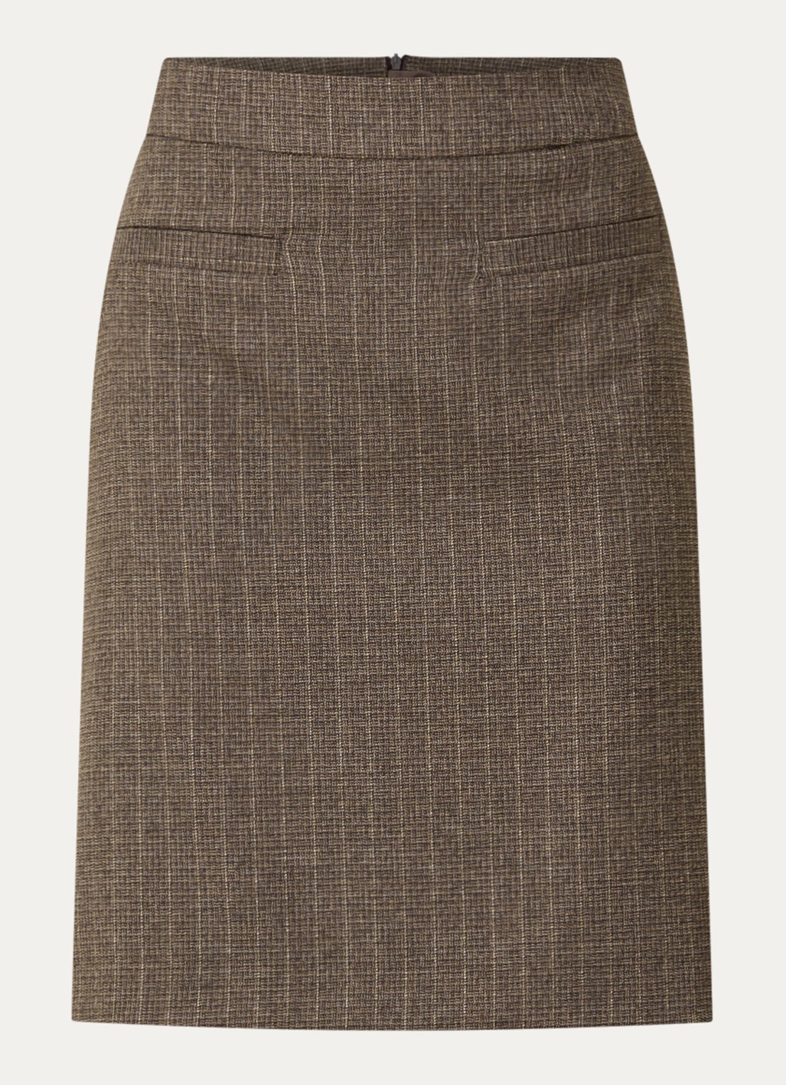 Claudia Sträter Mini rok met krijtstreep en lurex - voorkant 3 lichtbruin