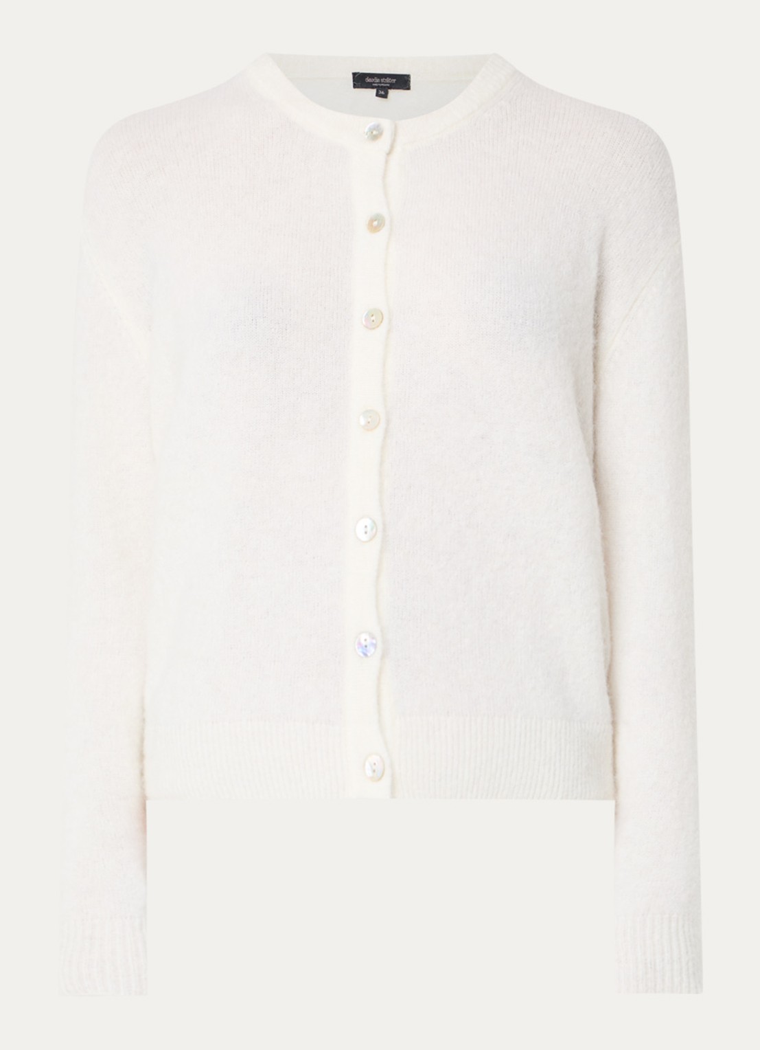 Claudia Sträter Noos fijngebreid vest in alpaca wolblend - voorkant 2 gebroken wit