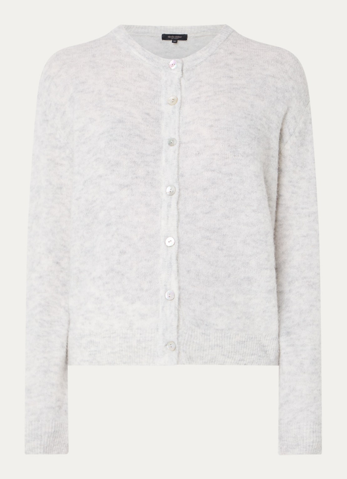 Claudia Sträter Noos fijngebreid vest in alpaca wolblend - voorkant 3 lichtgrijs