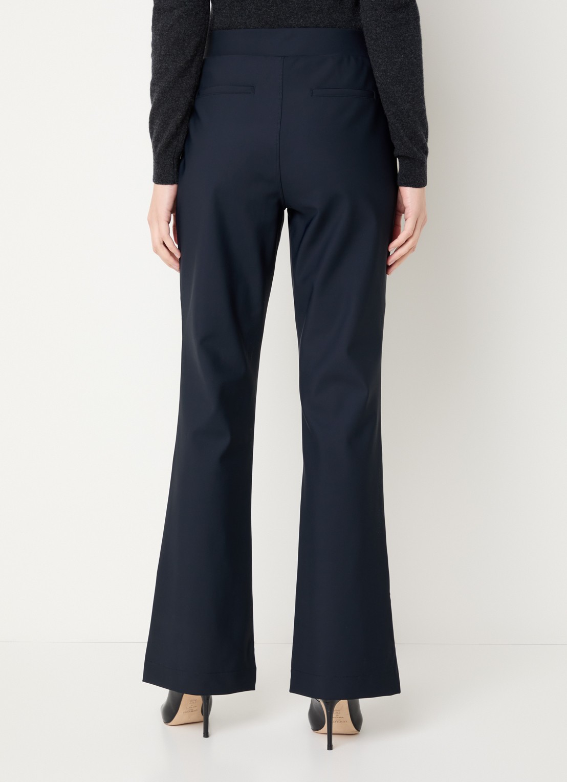 Claudia Sträter Noos high waist flared fit pantalon met steekzakken - achterkant 4 donkerblauw