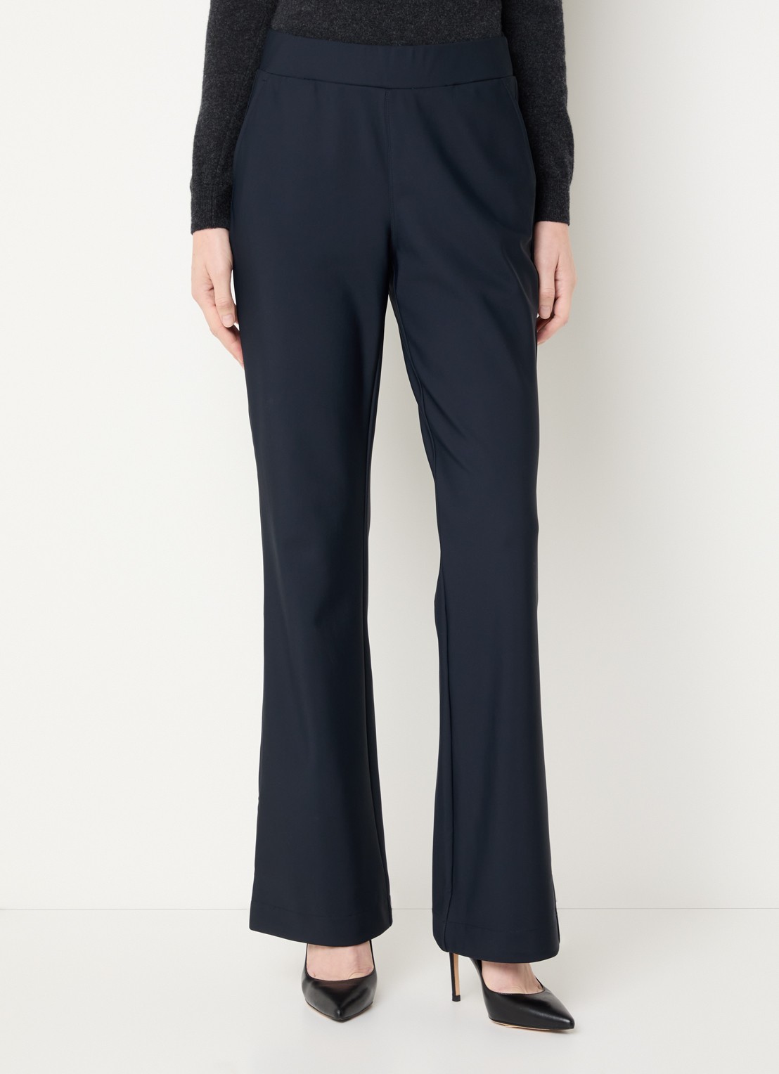 Claudia Sträter Noos high waist flared fit pantalon met steekzakken - detail 3 donkerblauw