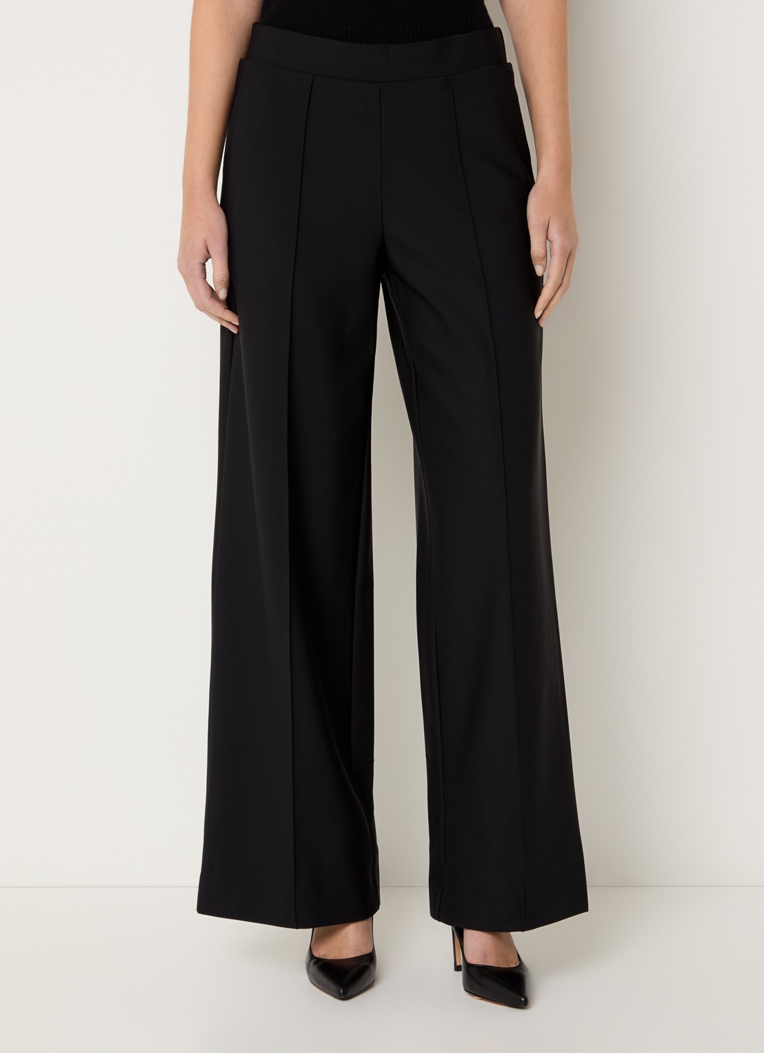 Claudia Sträter Noos high waist wide fit pantalon met steekzakken - detail 4 zwart