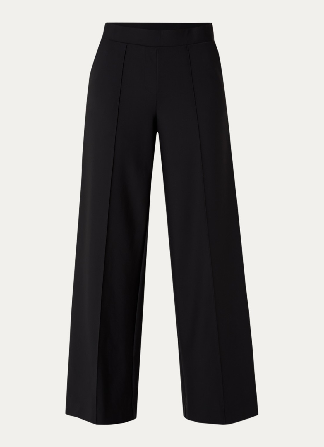Claudia Sträter Noos high waist wide fit pantalon met steekzakken - voorkant 2 zwart