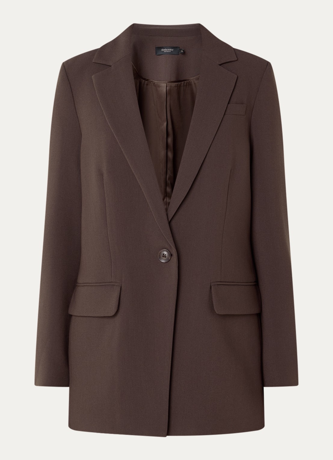 Claudia Sträter Oversized blazer met borstzak - voorkant 3 donkerbruin
